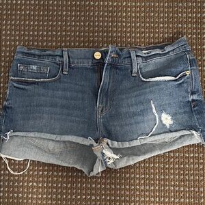 Frame Denim Blue Distressed Jean Shorts